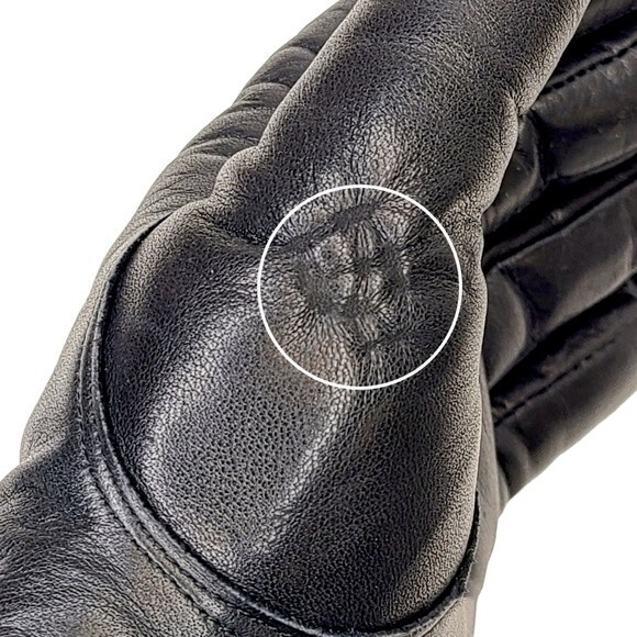 Black Leather Knit Winter Womens Gloves Small - Picture 12 of 14